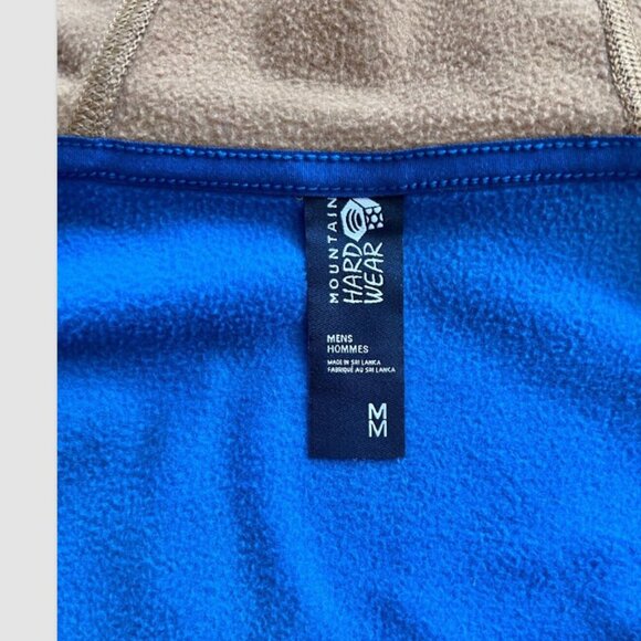 Mountain Hardwear Norse Peak Full-Zip Hoodie Size M Blue Tan Fleece Jacket - Picture 2 of 9